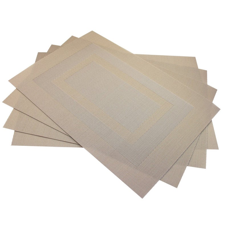 PIGCHCY Placemats,Heat Resistant Non Slip Durable Plastic Place Mats,Washable Easy to Clean Woven Vinyl Kitchen Placemats for Dining Table Set of 4 (Champagne) - Image 3